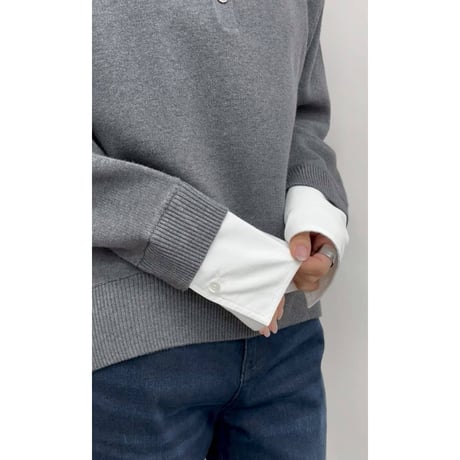 【CLOCHE】シャツレイヤード風ニット