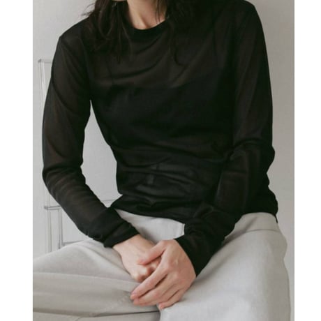 【anuke】Slit Chiffon Tops