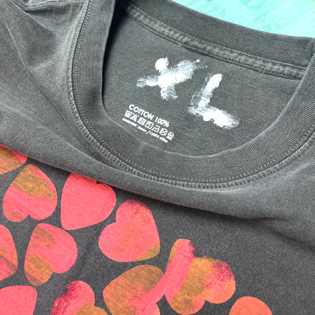 【XLsize】VINTAGE like HAND print T-shirts : 01