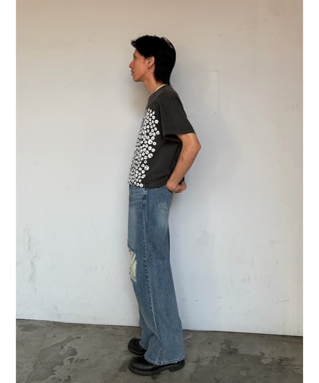 clash wide denim pants