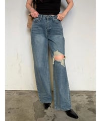 clash wide denim pants