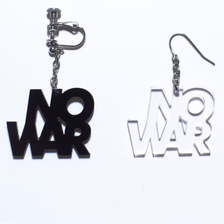 “NO WAR” earring or pierce（Black / Clear）片耳