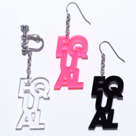 “EQUAL” earring or pierce (F.Pink / Clear / black）片耳