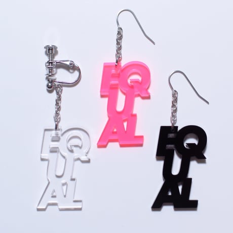 “EQUAL” earring or pierce (F.Pink / Clear / black）片耳
