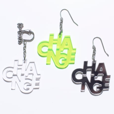 “CHANGE” earring or pierce（Mirror / Clear / F. Yellow Green）片耳