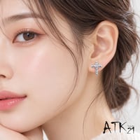 ATK21 オーロラストーン クロスピアス 16G シャフト6mm 十字架 ストレートバーベル ボディピアス シルバー 片耳用（1個売り） ユニセックス