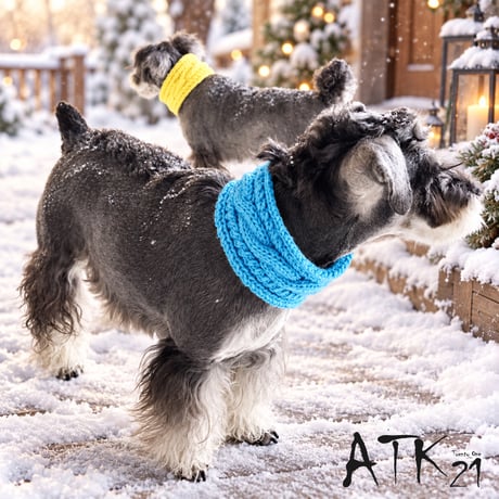 [ATK21] ハンドメイド 手作り ケーブル編み 犬用ネックウォーマー 縄編みマフラー 愛犬 寒がりのわんこに 冬の防寒アイテム お散歩グッズ