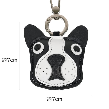 [ATK21] ドッグフェイス キーホルダー レザー調 犬モチーフ バッグチャーム シュナウザー フレンチブルドッグ風 モノトーン 韓国セレクト ユニセックス