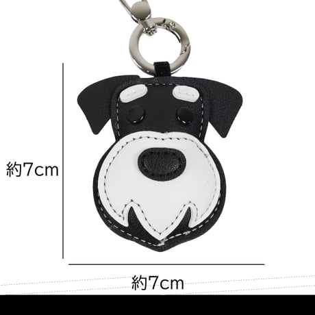 [ATK21] ドッグフェイス キーホルダー レザー調 犬モチーフ バッグチャーム シュナウザー フレンチブルドッグ風 モノトーン 韓国セレクト ユニセックス