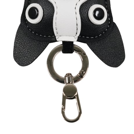 [ATK21] ドッグフェイス キーホルダー レザー調 犬モチーフ バッグチャーム シュナウザー フレンチブルドッグ風 モノトーン 韓国セレクト ユニセックス