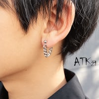 ATK21 片耳用（1個売り） 2WAY チェーン バーベル ボディピアス 16G サージカルステンレス316L シンプル ユニセックス