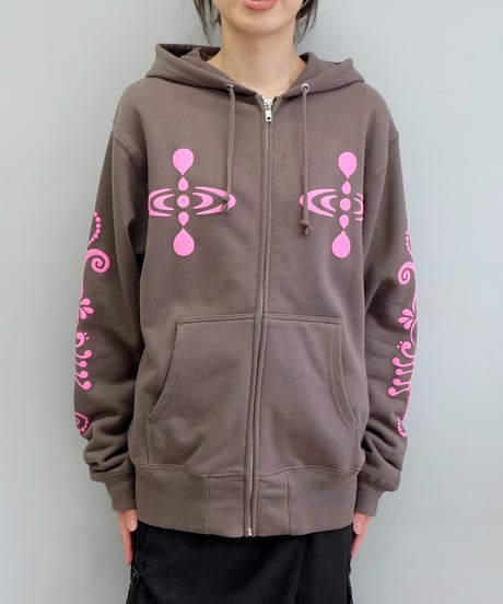 Labyrins   Botanical Hoodie Brown