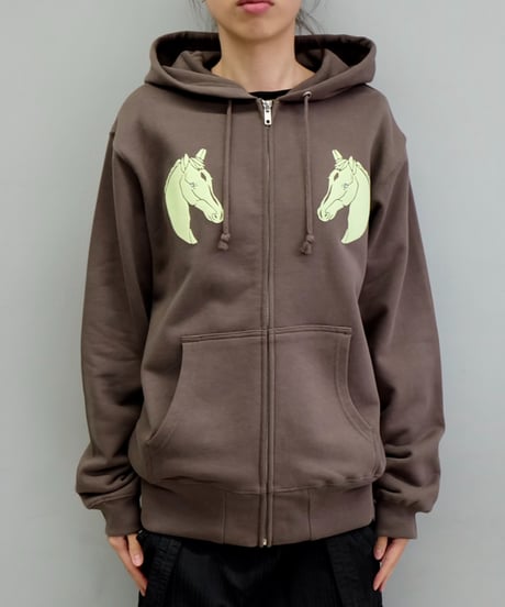 Labyrins Dont Cry Horse Zip Hoodie Charcoal
