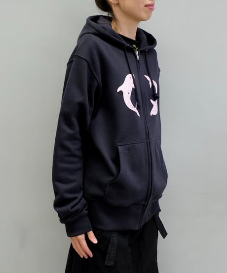 Labyrins Two Dolphins Zip Hoodie  Navy