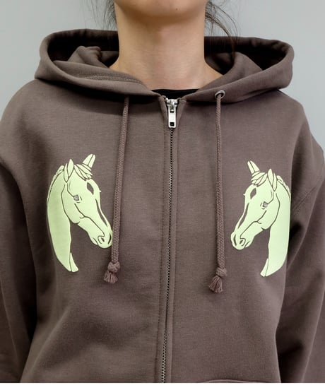 Labyrins Dont Cry Horse Zip Hoodie Charcoal