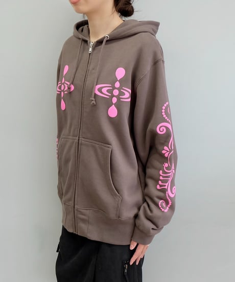Labyrins   Botanical Hoodie Brown