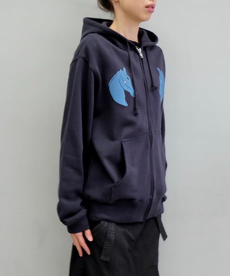 Labyrins Dont Cry Horse Zip Hoodie Navy