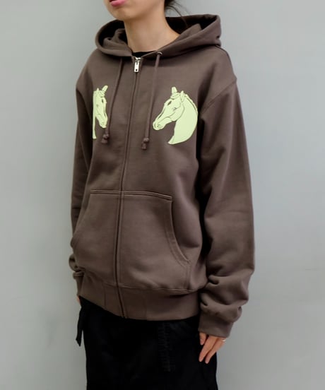 Labyrins Dont Cry Horse Zip Hoodie Charcoal