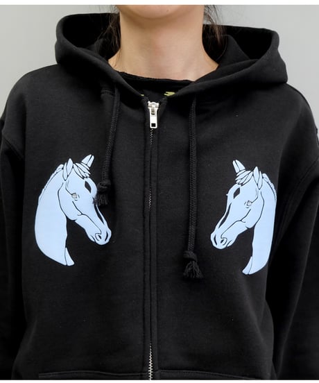 Labyrins Dont Cry Horse Zip Hoodie Black