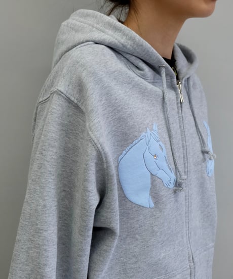 Labyrins Dont Cry Horse Zip Hoodie Gray
