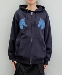 Labyrins Dont Cry Horse Zip Hoodie Navy