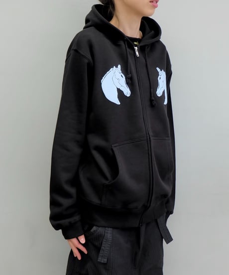Labyrins Dont Cry Horse Zip Hoodie Black