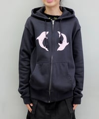 Labyrins Two Dolphins Zip Hoodie  Navy