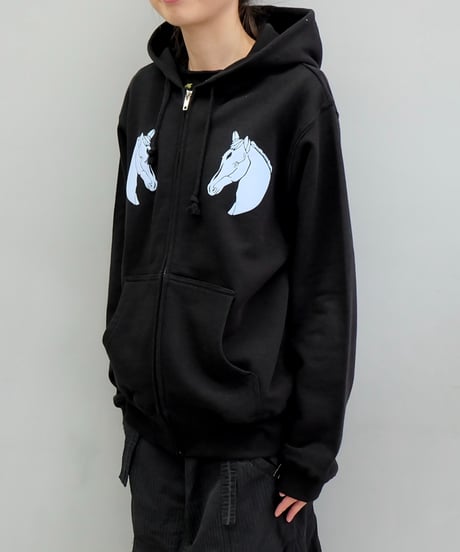 Labyrins Dont Cry Horse Zip Hoodie Black
