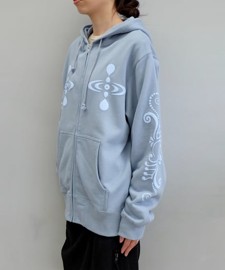 Labyrins   Botanical Hoodie Blue
