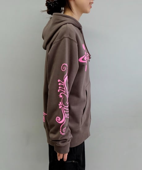 Labyrins   Botanical Hoodie Brown