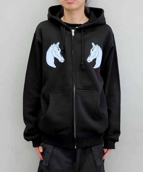 Labyrins Dont Cry Horse Zip Hoodie Black