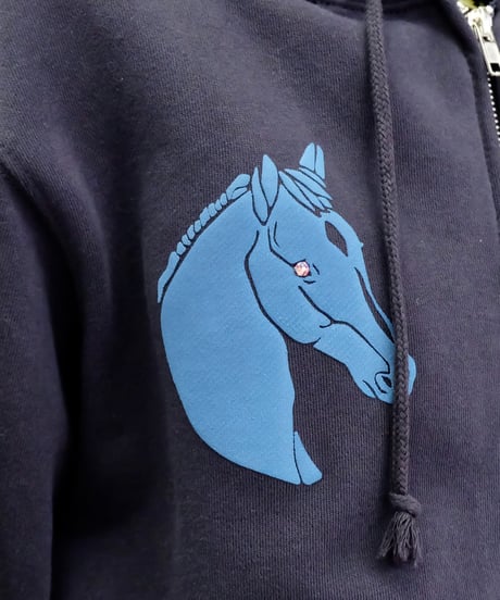 Labyrins Dont Cry Horse Zip Hoodie Navy
