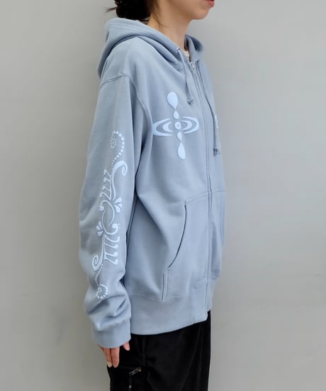 Labyrins   Botanical Hoodie Blue