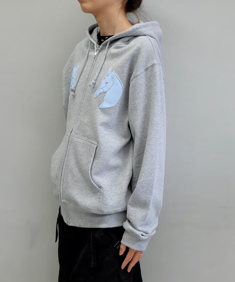 Labyrins Dont Cry Horse Zip Hoodie Gray