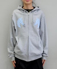 Labyrins Dont Cry Horse Zip Hoodie Gray
