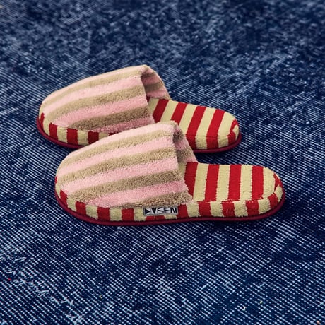 Dusen Dusen / Terry Stripe Slippers LADYBUG