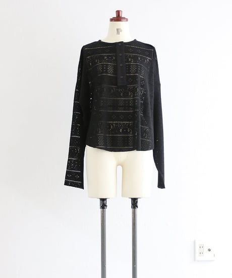 レースヘンリーネックロングTシャツ