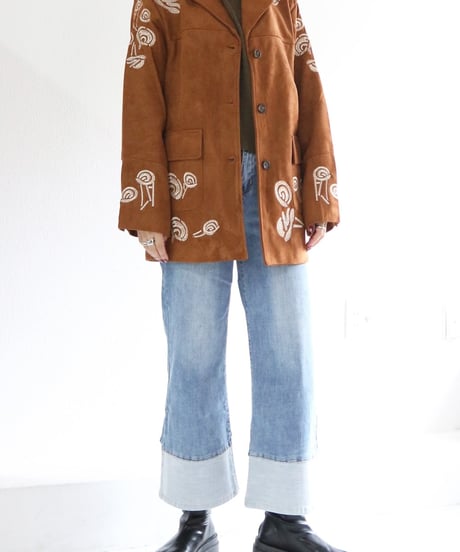 ボヘミアン刺繍スエードジャケット