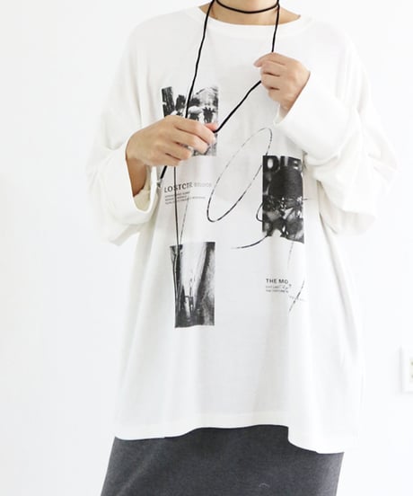 LOST PHOTOプリントロングTシャツ