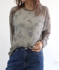 シアー長袖トップス