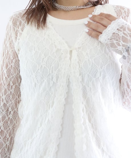 シースルーレースカーディガン
