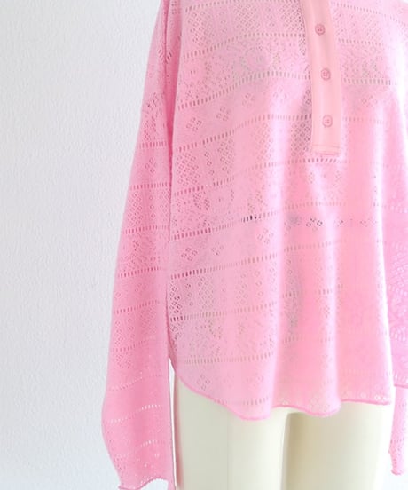 レースヘンリーネックロングTシャツ