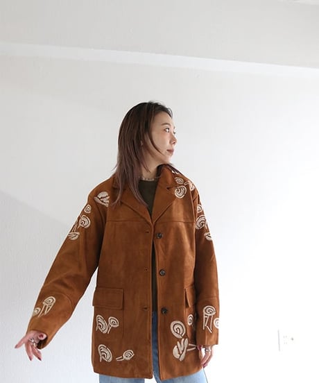 ボヘミアン刺繍スエードジャケット