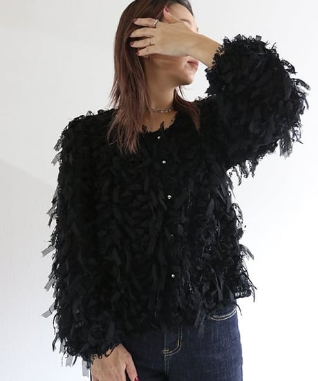 テープフリンジカーディガン
