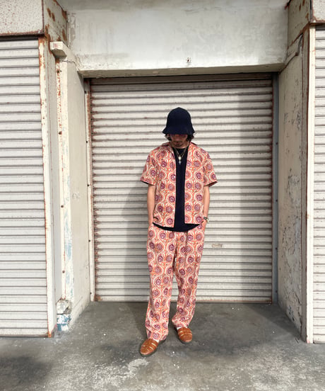 【MWEZI by ZURIsol 沖縄 メンズファッション/親子リンクコーデ】ブロックプリント ワイドパンツ インド綿 コットン100% / BLOCK PRINT PANTS