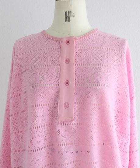 レースヘンリーネックロングTシャツ