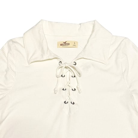 【DEAD STOCK】2010's HOLLISTER Lace-Up Rib Long Sleeve Top
