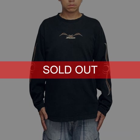 【USED】00's PIKO Pinstripe Graphic L/S T-shirt Black