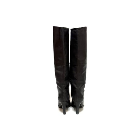 【USED】90's Veronique Branquinho Leather High Heel Long Boots Black