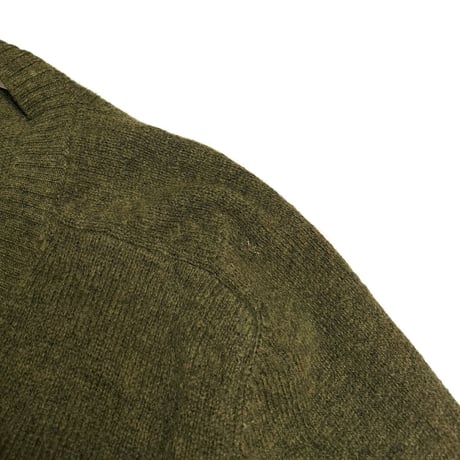 【USED】90's UNITED COLORS OF BENETTON Shetland Wool Cardigan with Leather Buttons